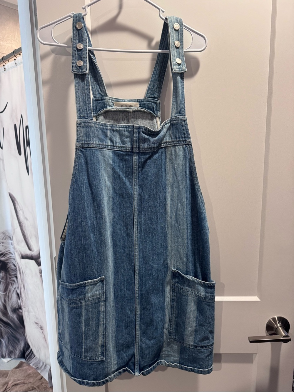 Free People Blue Denim overall skirt